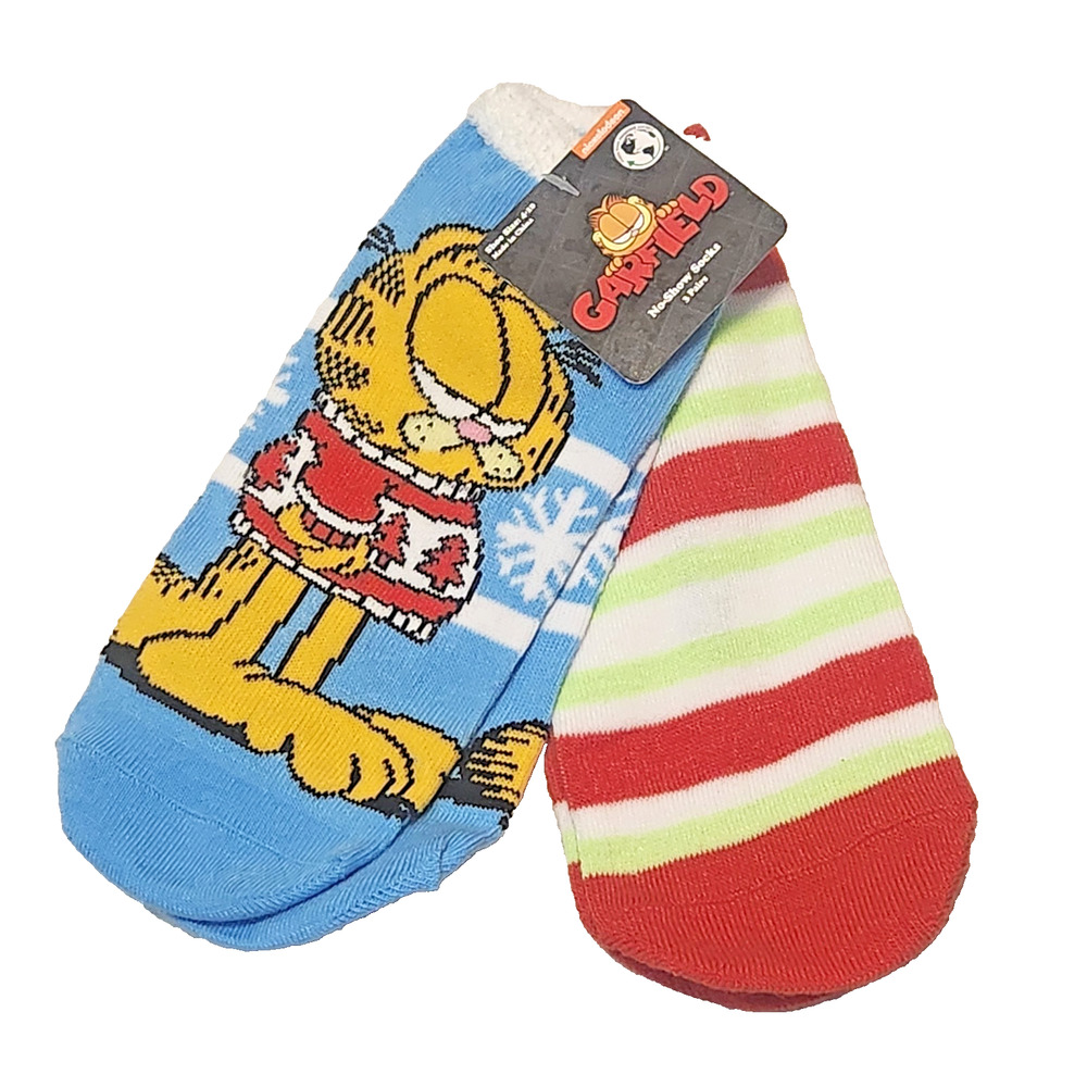 NEW! Garfield Christmas Holiday Socks 2 Pair No Show Womens Shoe Size 4-10